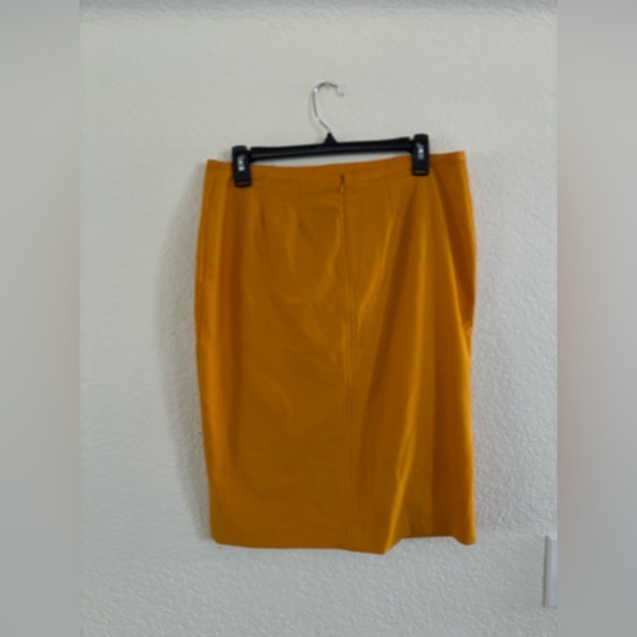 New York & Company Mustard Button-Accent Pencil Skirt - Picture 7 of 8